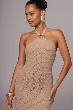 JLUXLABEL Sand Overseas Halter Maxi Dress