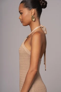 JLUXLABEL Sand Overseas Halter Maxi Dress