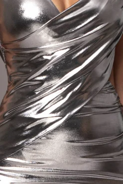 JLUXLABEL Silver Metallic Belle Maxi Dress