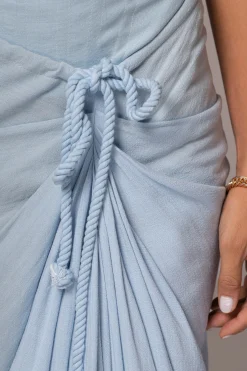 JLUXLABEL Sky Blue Noelia Linen Slit Skirt