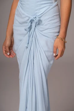 JLUXLABEL Sky Blue Noelia Linen Slit Skirt