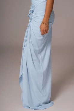 JLUXLABEL Sky Blue Noelia Linen Slit Skirt