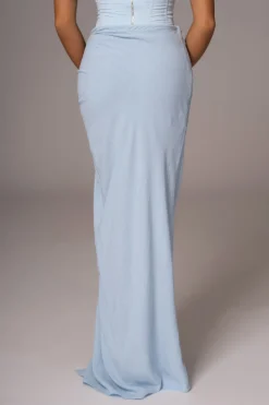 JLUXLABEL Sky Blue Noelia Linen Slit Skirt