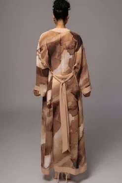 JLUXLABEL Tan Abstract Alissa Printed Duster