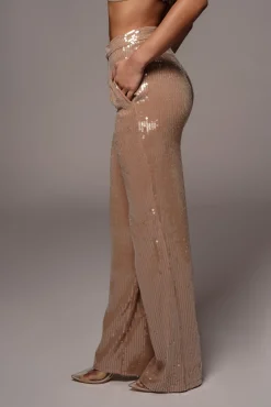 JLUXLABEL Tan Elowen Sequin Trousers