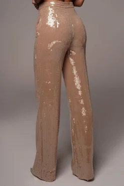 JLUXLABEL Tan Elowen Sequin Trousers
