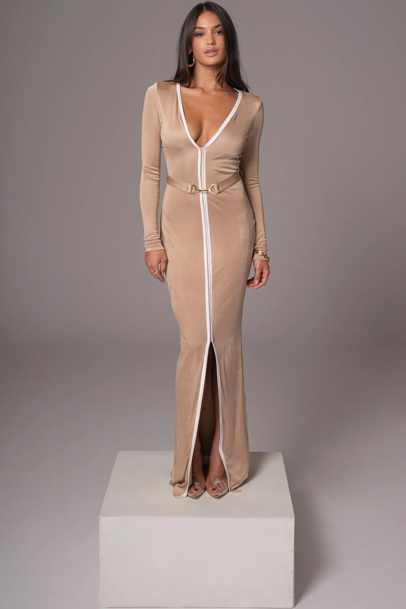 JLUXLABEL Tan Juki Maxi Dress