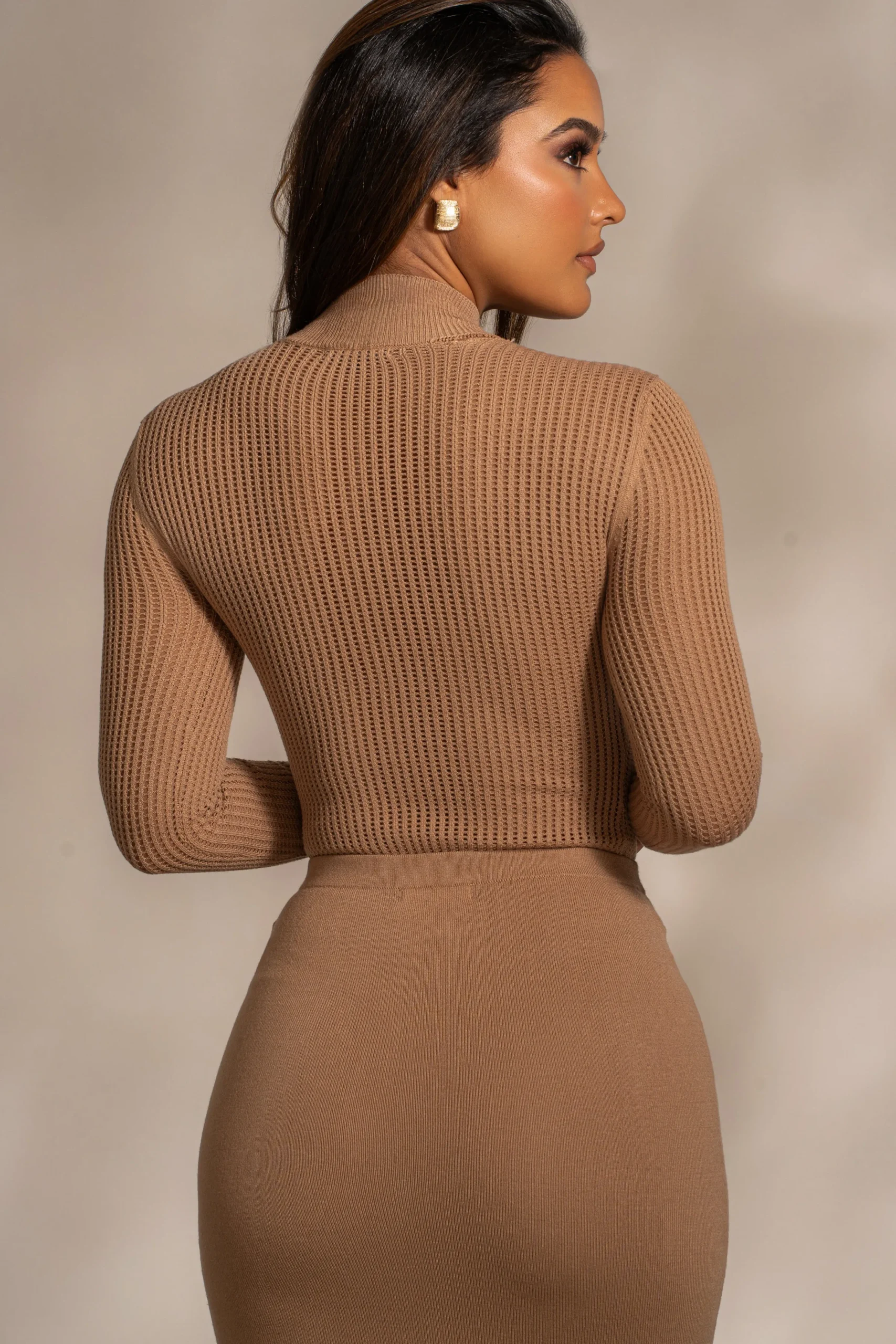 JLUXLABEL Tan Klaudette Knit Bodysuit