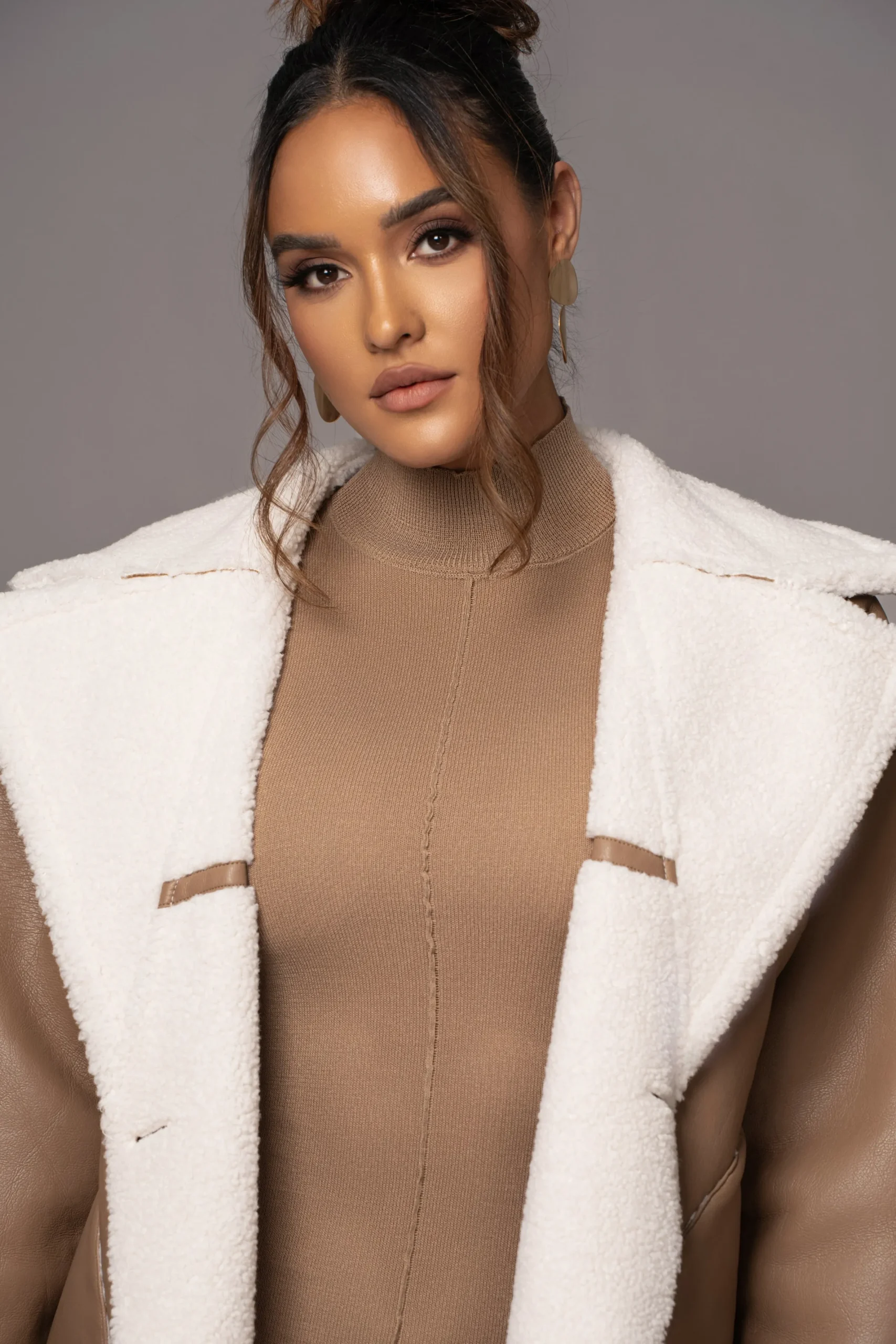 JLUXLABEL Tan Never Settle Reversible Teddy Jacket