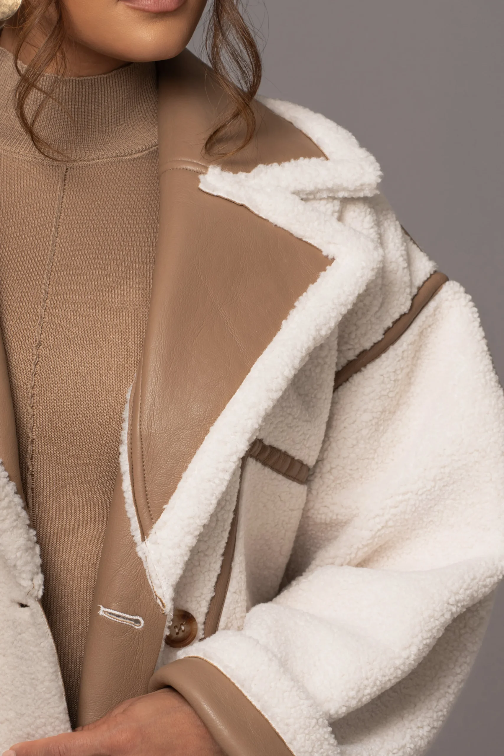 JLUXLABEL Tan Never Settle Reversible Teddy Jacket