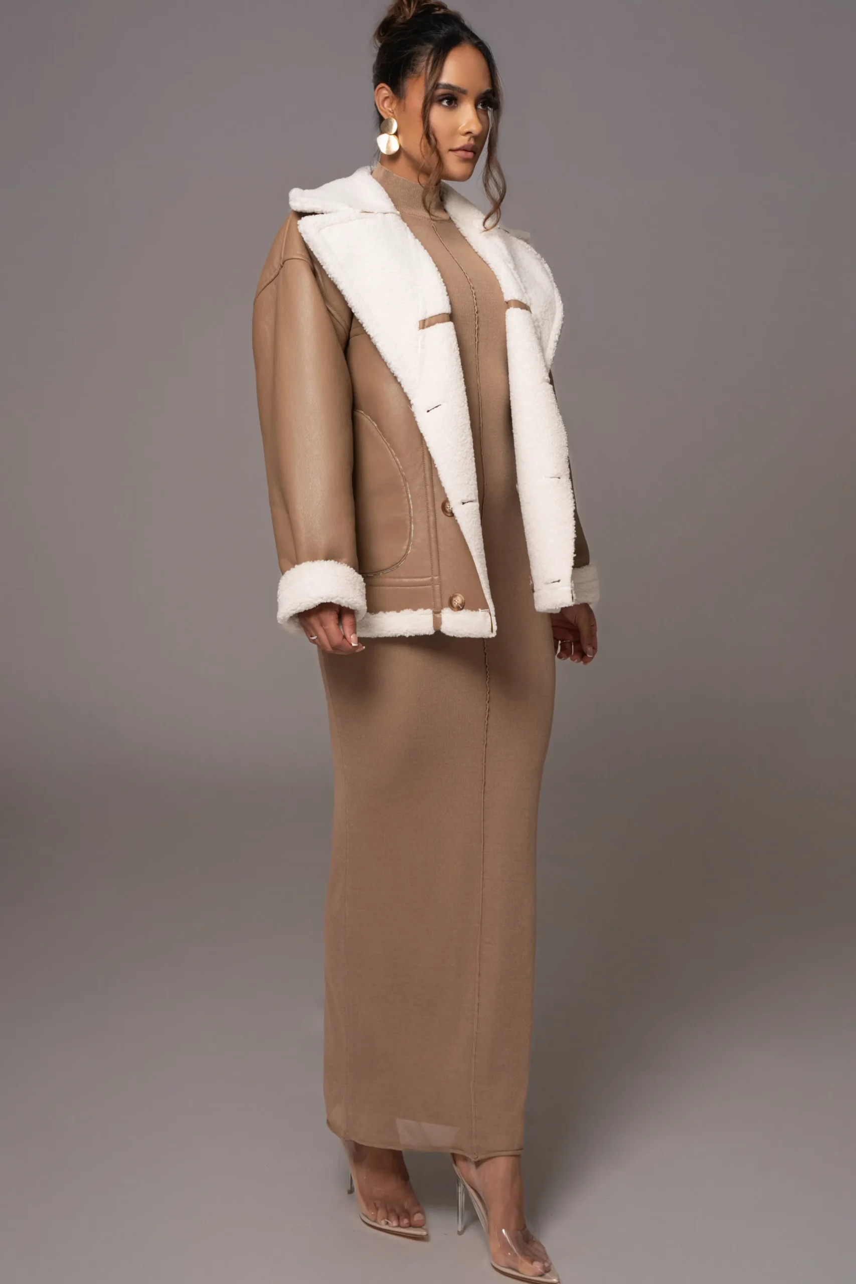 JLUXLABEL Tan Never Settle Reversible Teddy Jacket