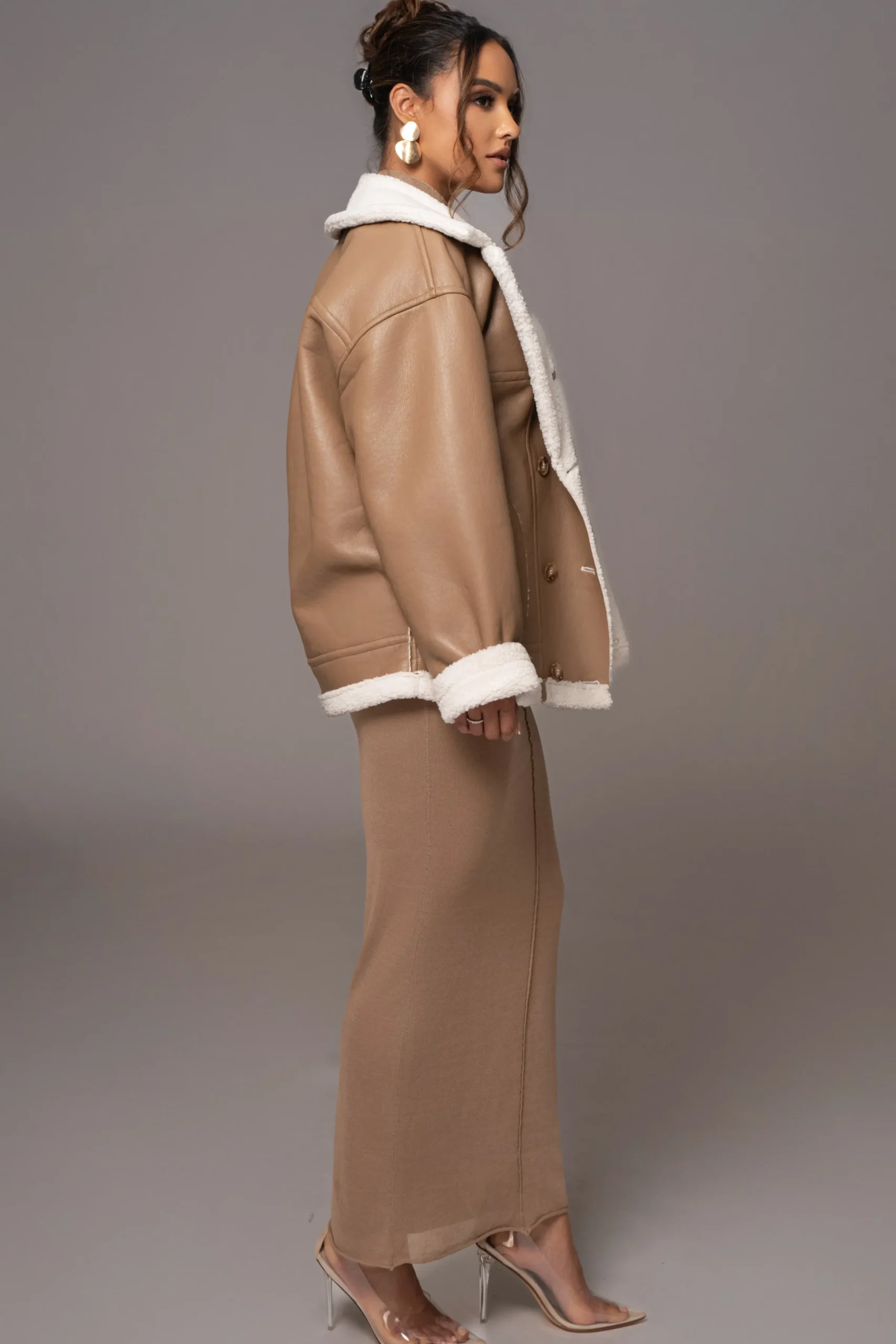 JLUXLABEL Tan Never Settle Reversible Teddy Jacket