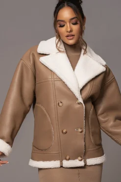 JLUXLABEL Tan Never Settle Reversible Teddy Jacket