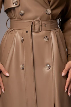 JLUXLABEL Tan Odin Faux Leather Coat