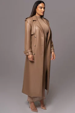 JLUXLABEL Tan Odin Faux Leather Coat
