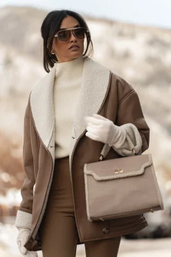 JLUXLABEL Tan Presley Faux Leather Coat