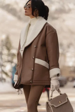 JLUXLABEL Tan Presley Faux Leather Coat