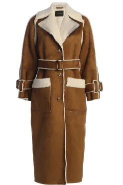 JLUXLABEL Tan Suede And Sherpa Reversible Coat