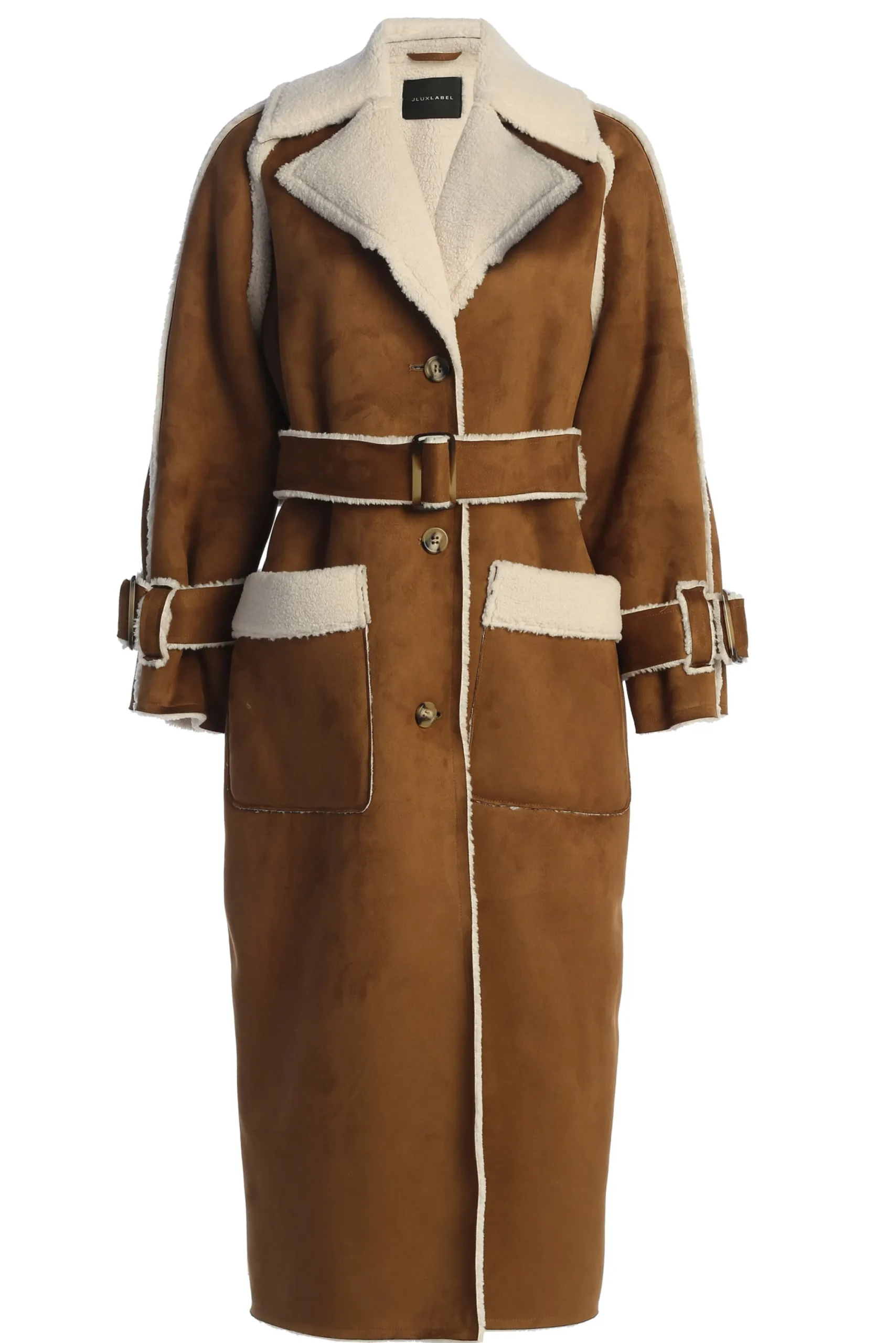 JLUXLABEL Tan Suede And Sherpa Reversible Coat