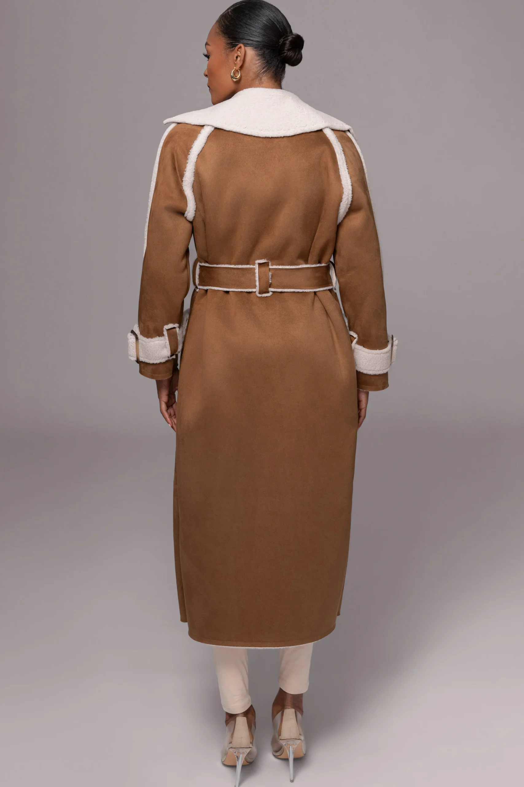 JLUXLABEL Tan Suede And Sherpa Reversible Coat