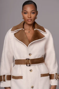 JLUXLABEL Tan Suede And Sherpa Reversible Coat