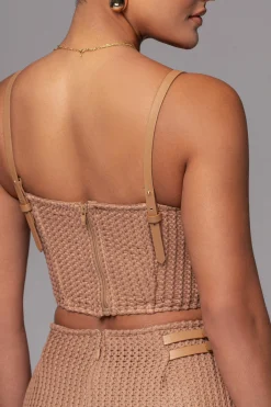 JLUXLABEL Tan Textured Harley Corset Top
