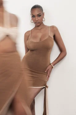 JLUXLABEL Tan/Beige Mirage Reversible Mini Dress