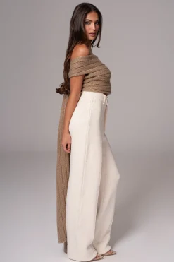 JLUXLABEL Taupe Soft Life Cable Knit Sweater Top