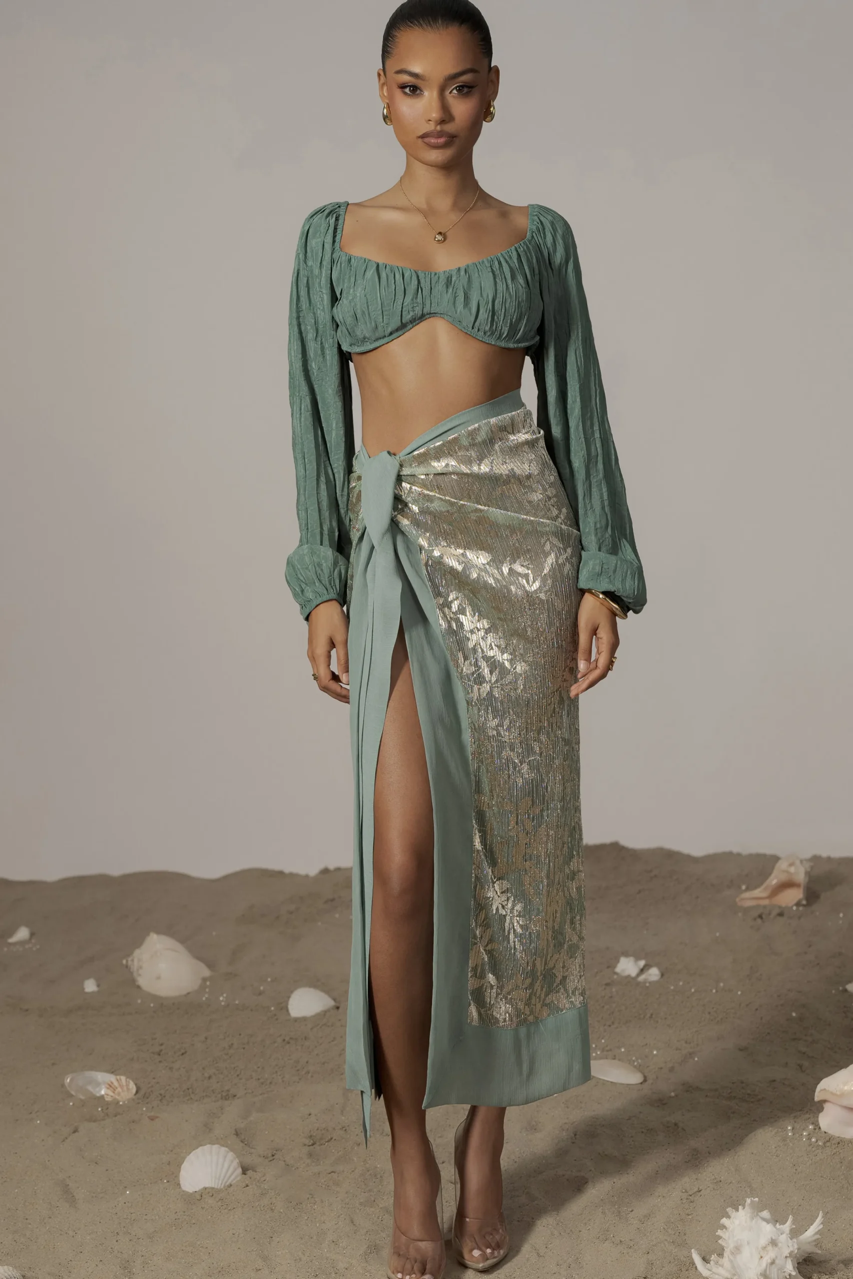 JLUXLABEL Teal Carey Long Sleeve Top
