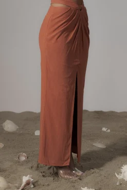 JLUXLABEL Terra Cotta Dreamland Linen Skirt