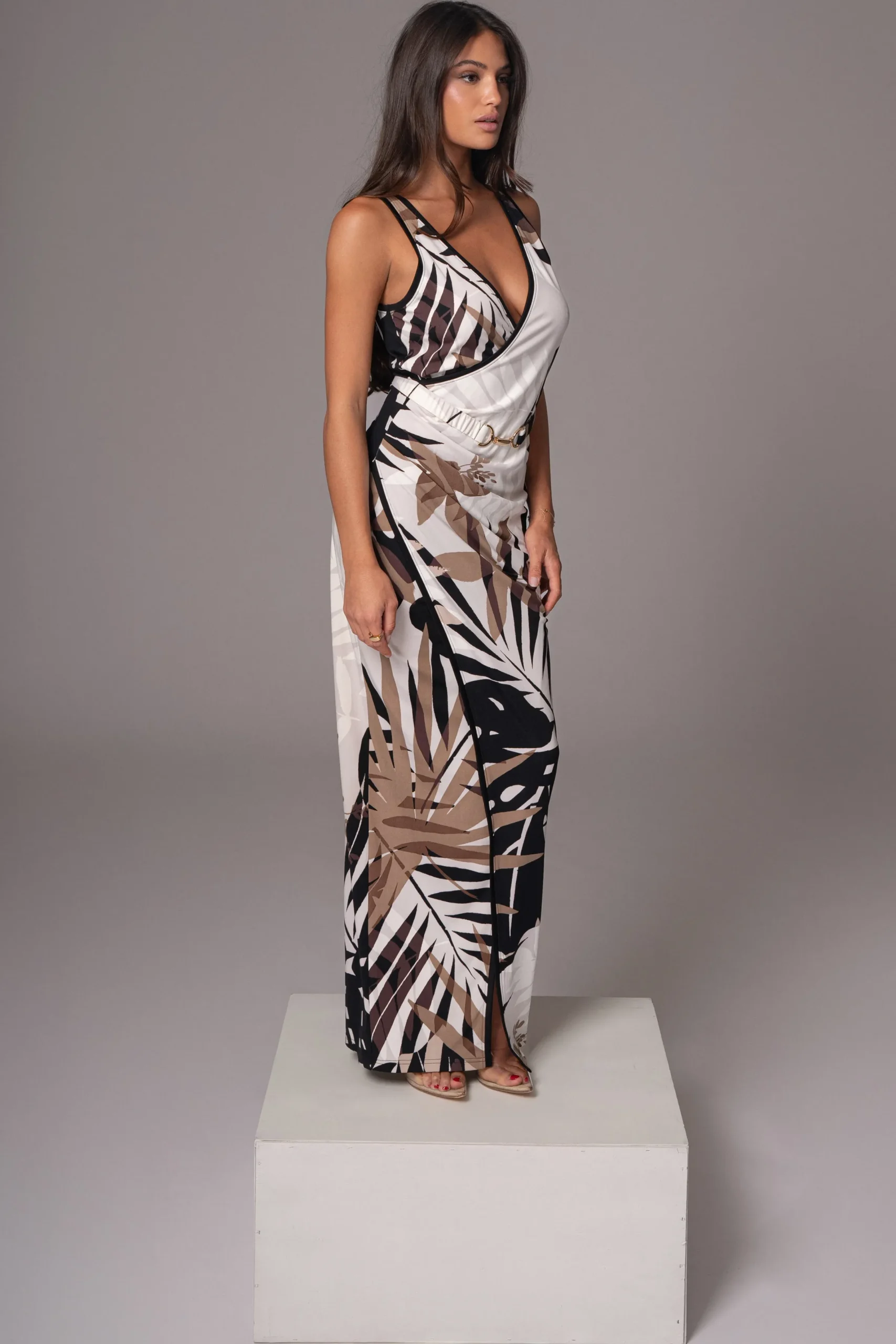 JLUXLABEL Tropical Print Revival Wrap Dress