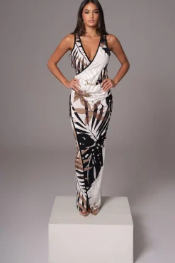 JLUXLABEL Tropical Print Revival Wrap Dress