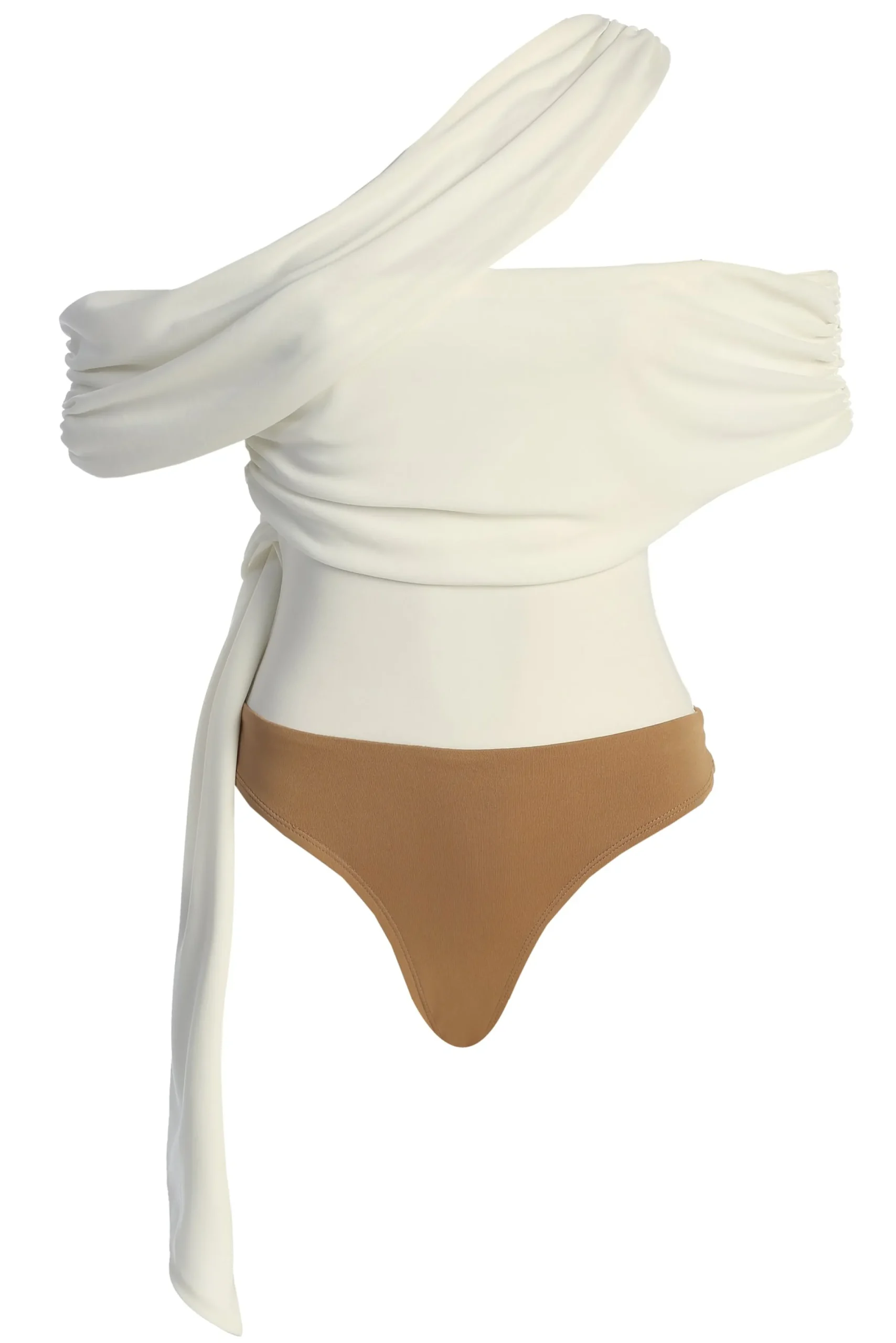 JLUXLABEL White Above All Drape Bodysuit