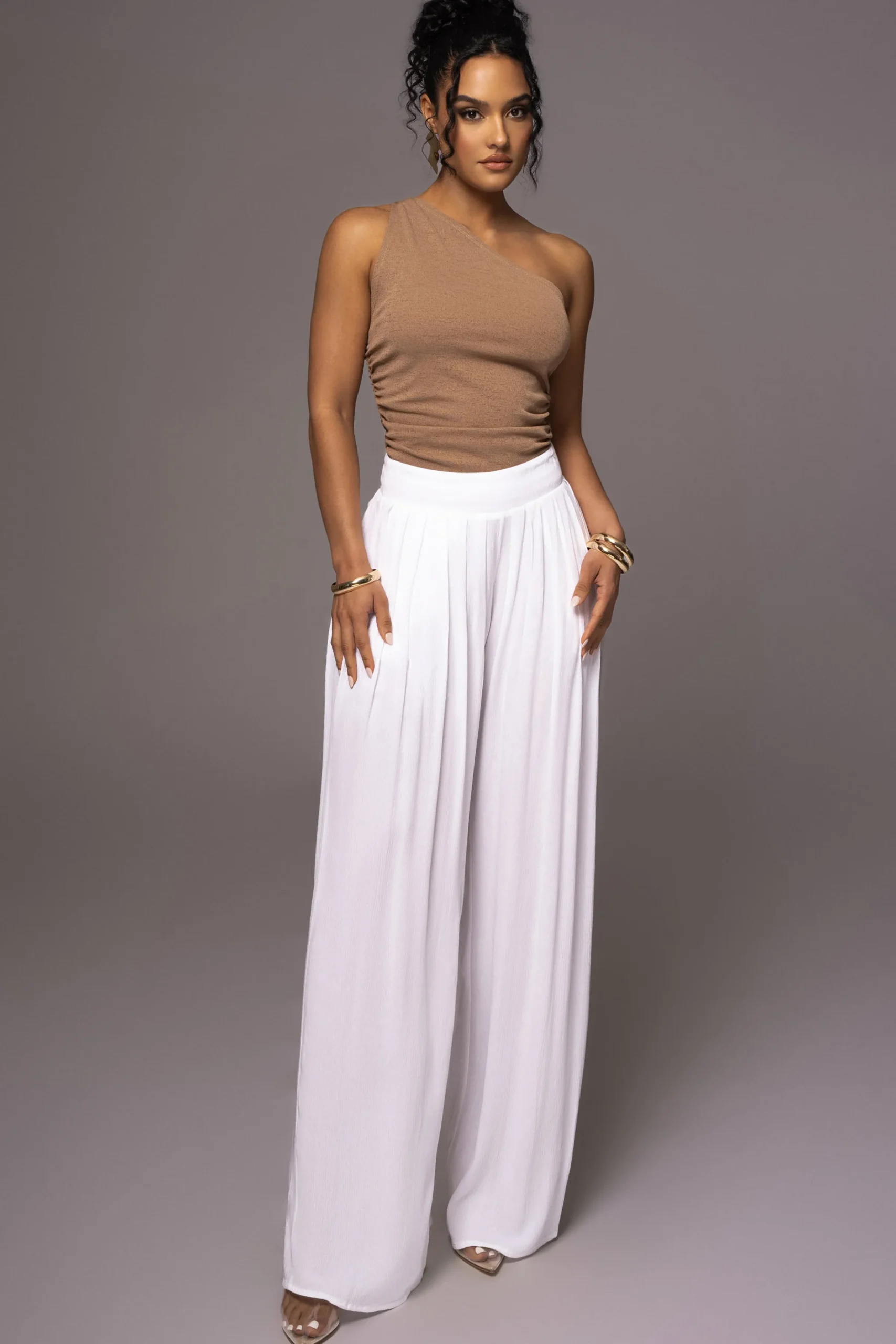 JLUXLABEL White After Sunset Pleated Pants