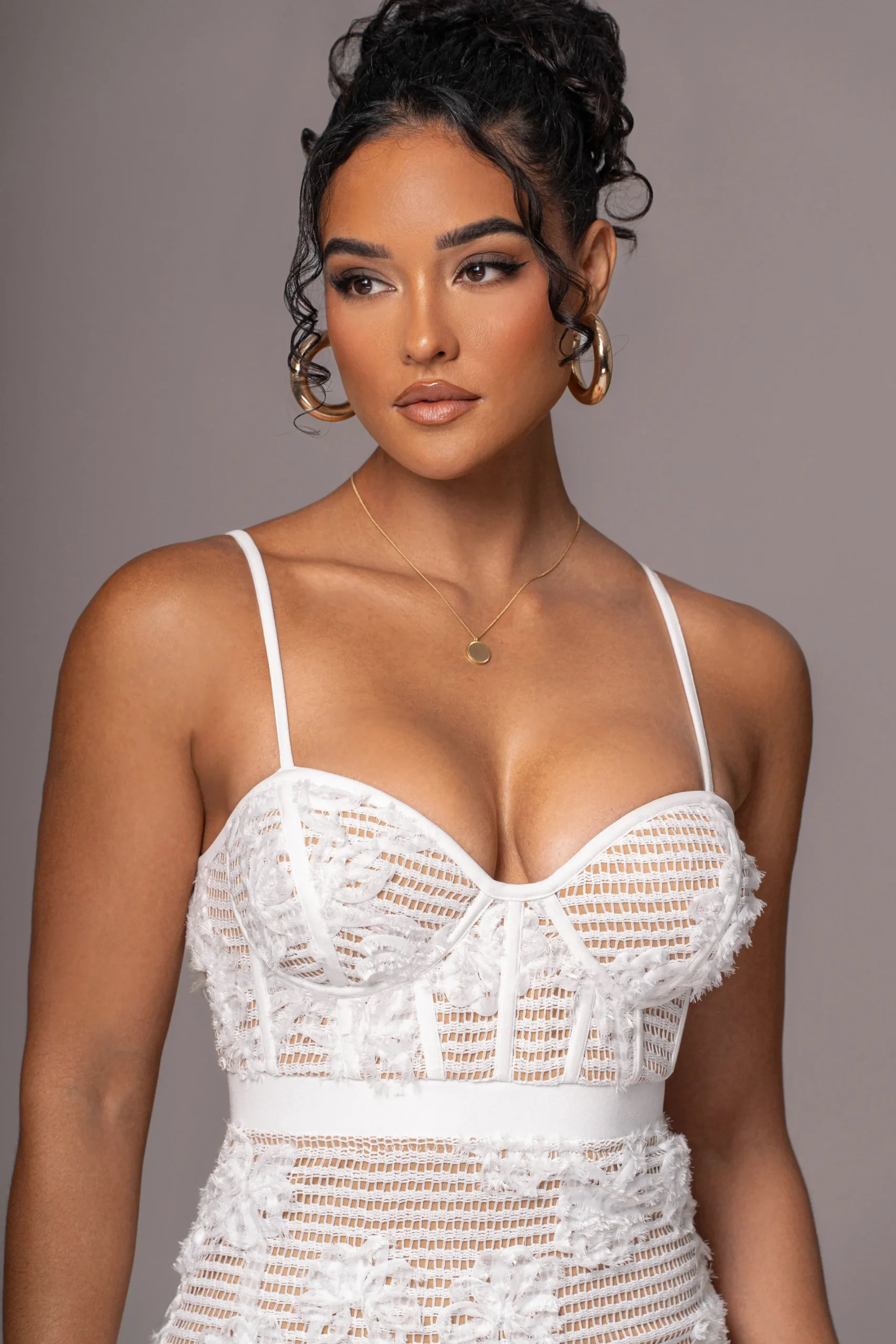 JLUXLABEL White Angelic Lace Midi Dress
