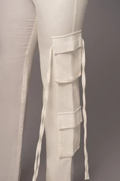 JLUXLABEL White Better Half Linen Utility Pants