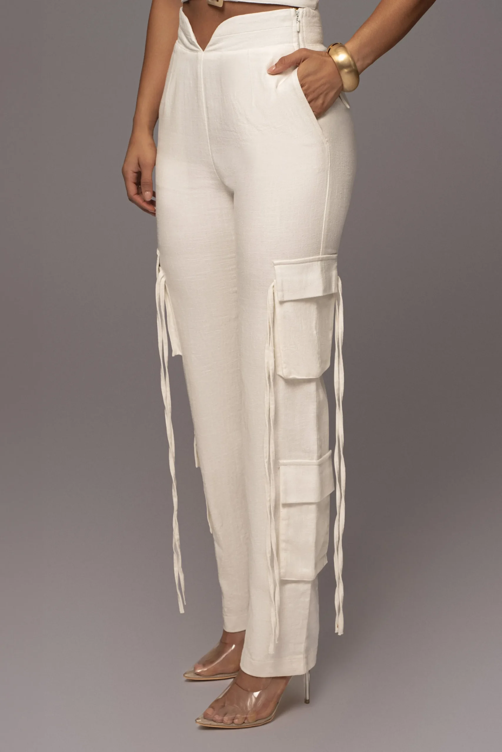 JLUXLABEL White Better Half Linen Utility Pants