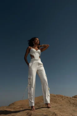 JLUXLABEL White Better Half Linen Utility Pants