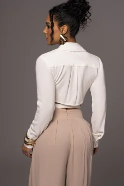 JLUXLABEL White Drift Away Linen Wrap Top