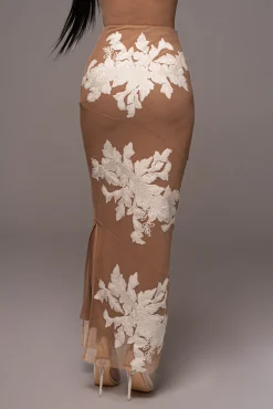 JLUXLABEL White Edena Embroidered Midi Skirt