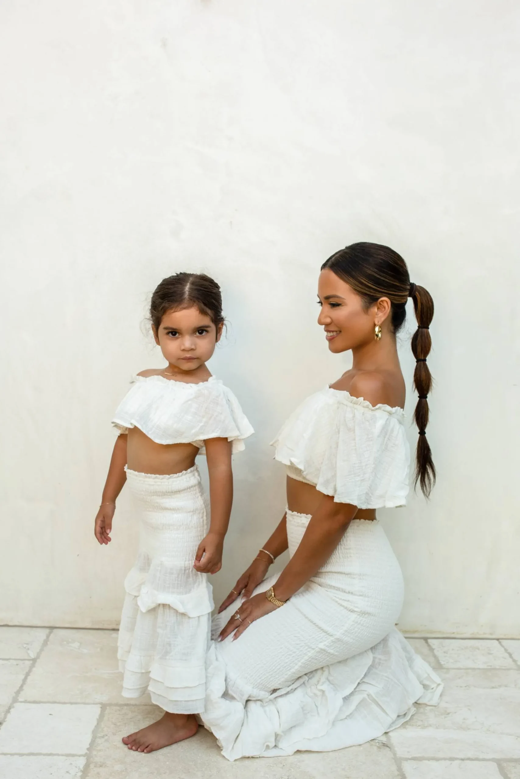 Kids JLUXLABEL White Emily Ruffled Skirt Set