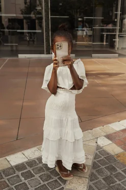 Kids JLUXLABEL White Emily Ruffled Skirt Set
