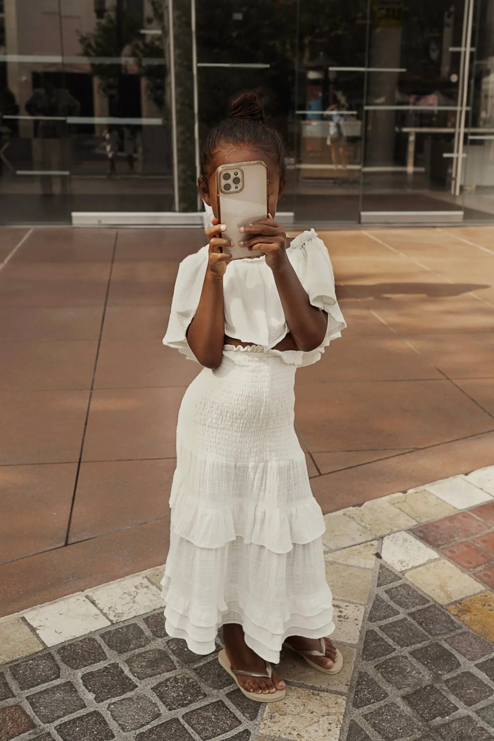 Kids JLUXLABEL White Emily Ruffled Skirt Set