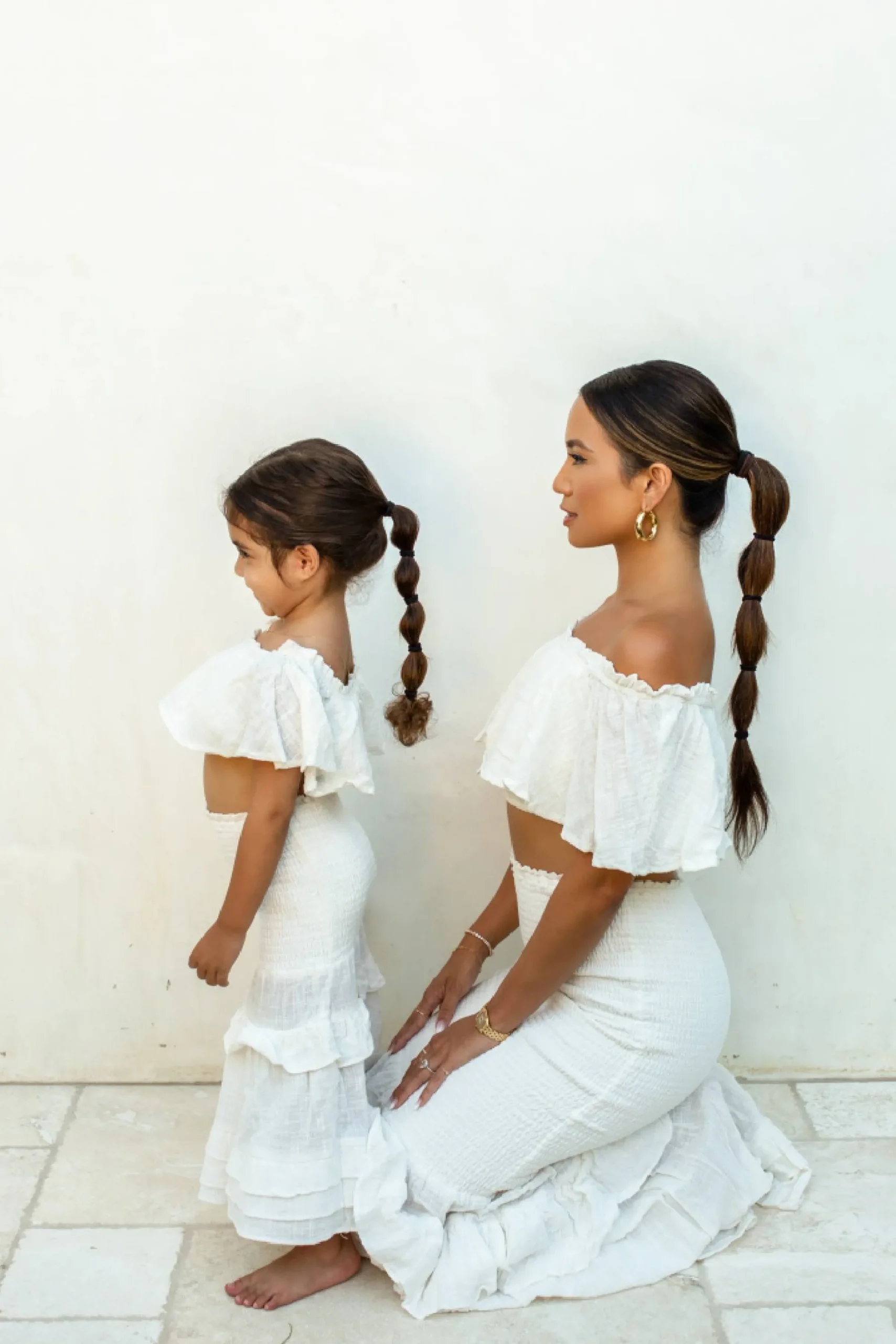 Kids JLUXLABEL White Emily Ruffled Skirt Set