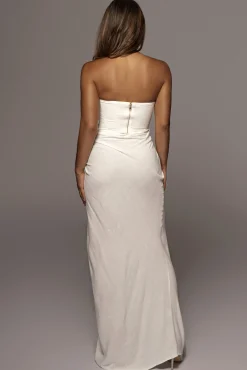 JLUXLABEL White Noelia Linen Slit Skirt