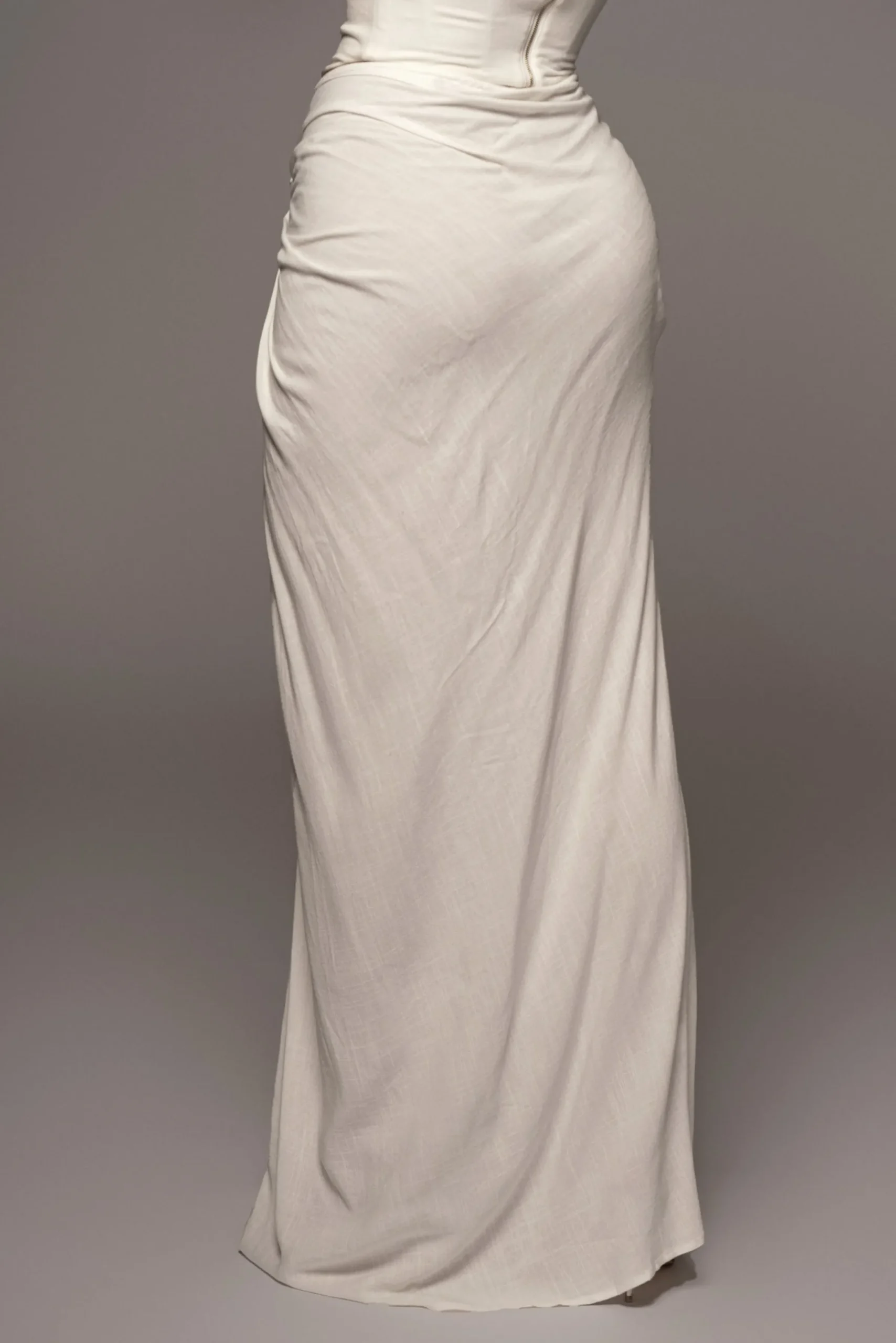 JLUXLABEL White Noelia Linen Slit Skirt