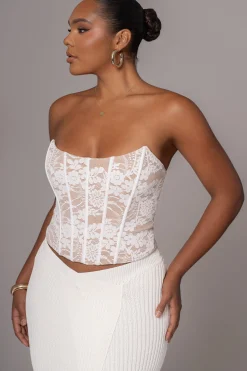JLUXLABEL White Rosemere Lace Top