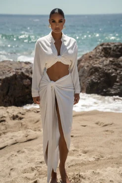 JLUXLABEL White SAYLOR LINEN SARONG