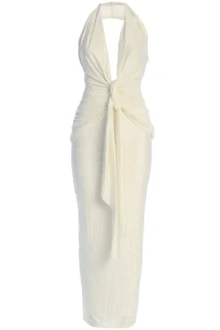 JLUXLABEL White Under The Moonlight Drape Dress
