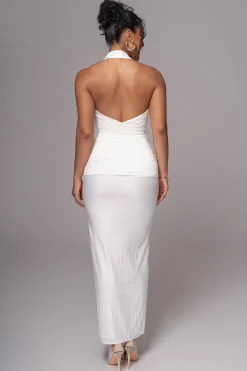 JLUXLABEL White Under The Moonlight Drape Dress